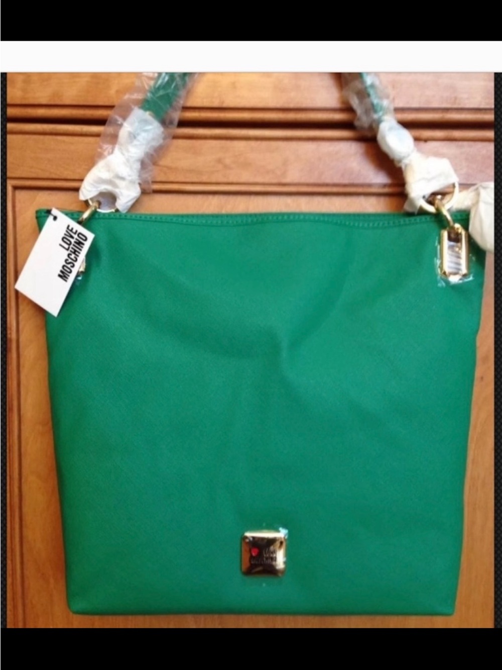 Love Moschino Green Cat Handle Tote Purse Bag - Picture 6 of 6
